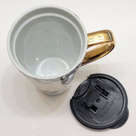 Lady Jayne Ceramic Travel Mug Teaching Teachers Floral Design Gold Handle - Picture 5 of 6